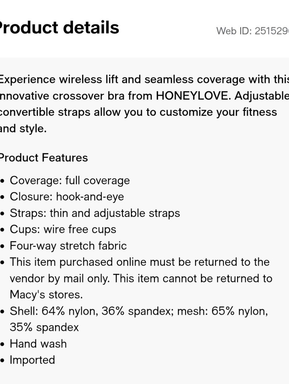 Honeylove Crossover Wireless Bra Black Sheer Padded Adjustable Sz 36 D/DD (E) - Picture 4 of 8